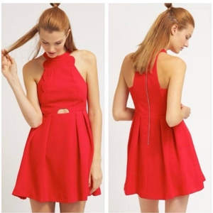 Women’s BCBG Red‎ Cutout Scallop Dress 6